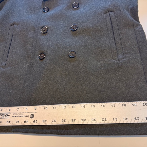 Vintage Banana Republic Men's Olive Double Breasted Pea Coat - Picture 4 of 10